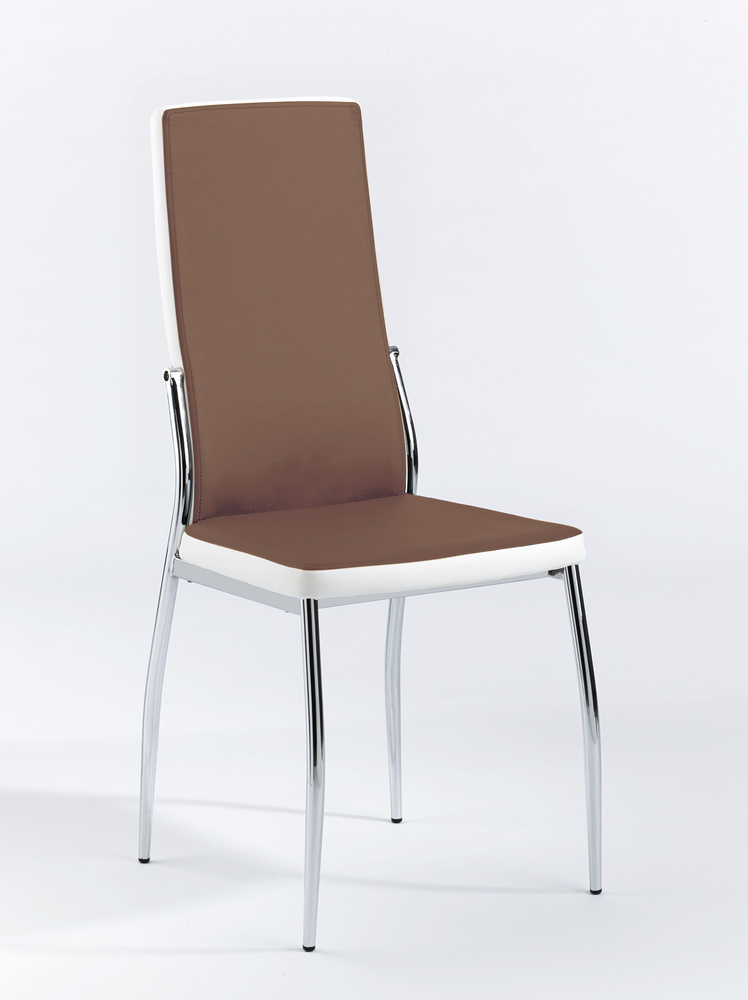 MATTIS 01 chair metal chromed AL cappuccino/white B 44, H 101, T 54 cm